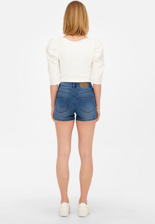 Jacqueline de Yong - Tulga mix denim high mini short - light blue denim