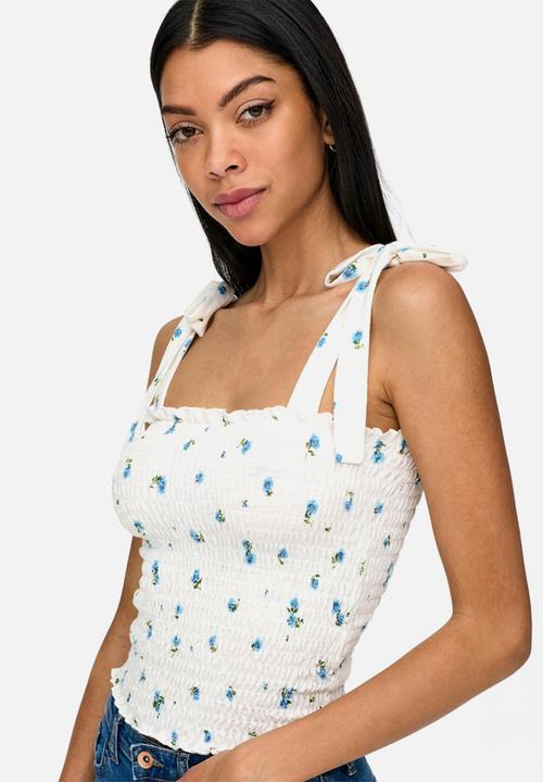 Jacqueline de Yong - Dora dodo strap smock top - cloud dancer