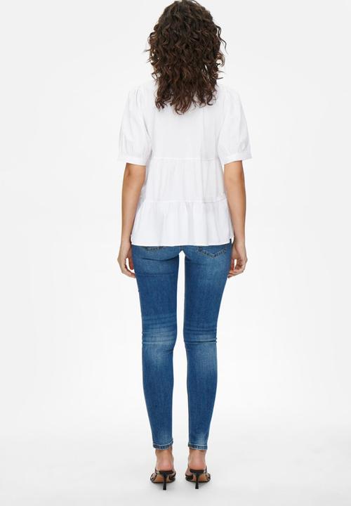 Jacqueline de Yong - Melanie short sleeve layer shirt - white