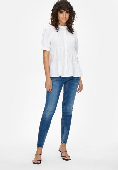 Jacqueline de Yong - Melanie short sleeve layer shirt - white