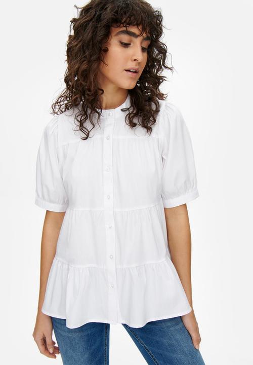 Jacqueline de Yong - Melanie short sleeve layer shirt - white