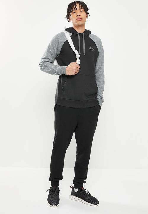 Under Armour - UA Rival Fleece Colorblock Hoodie - black & grey