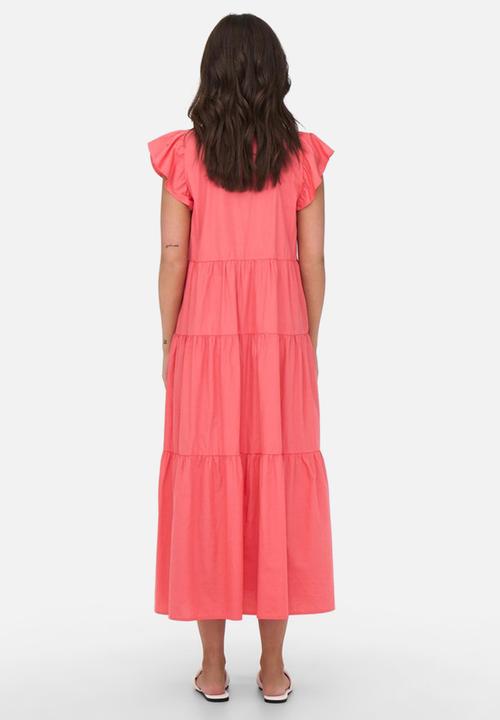 ONLY - Lindsey short sleeve ankle dress - calypso coral