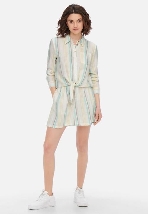 ONLY - Ohio high waist stripe skater skirt - cloud dancer