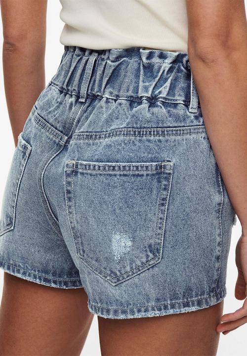 ONLY - Lu life high waist denim shorts - medium blue denim