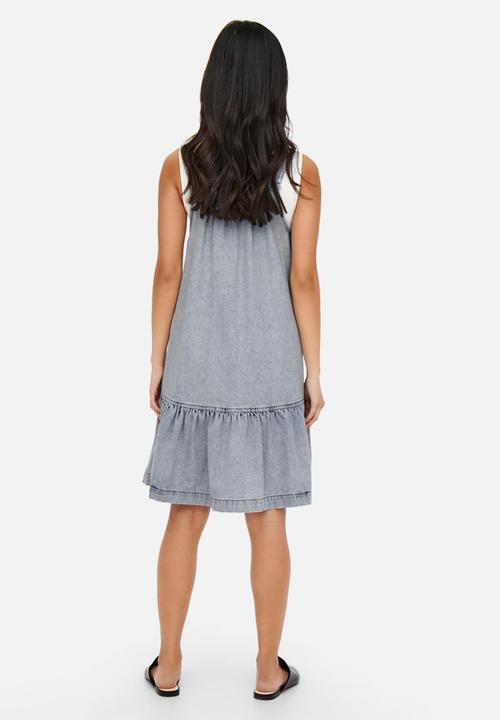 ONLY - Rabia life sleeveless dot denim dress - light blue denim