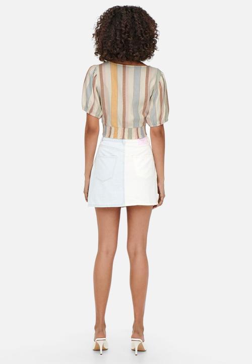 ONLY - Tine short sleeve knot top - cashmere blue