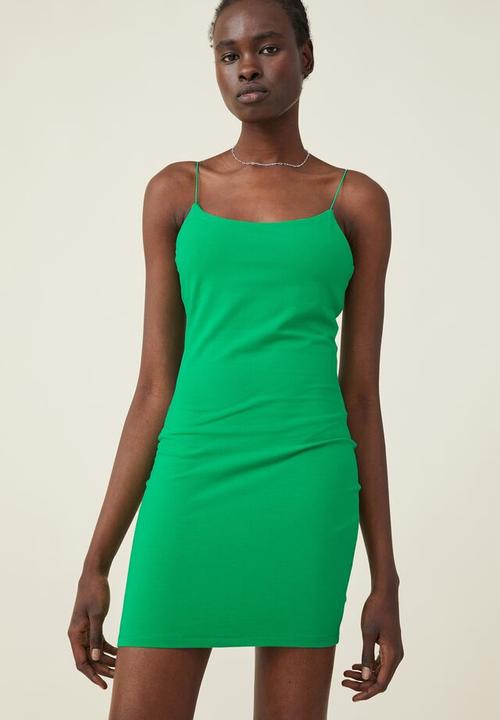 Cotton On - Bamboo viscose blend strappy mini dress - bright green