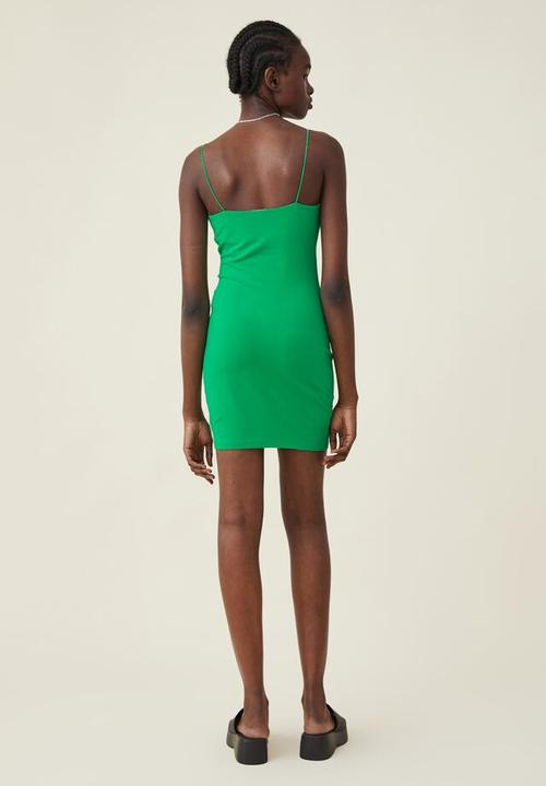 Cotton On - Bamboo viscose blend strappy mini dress - bright green