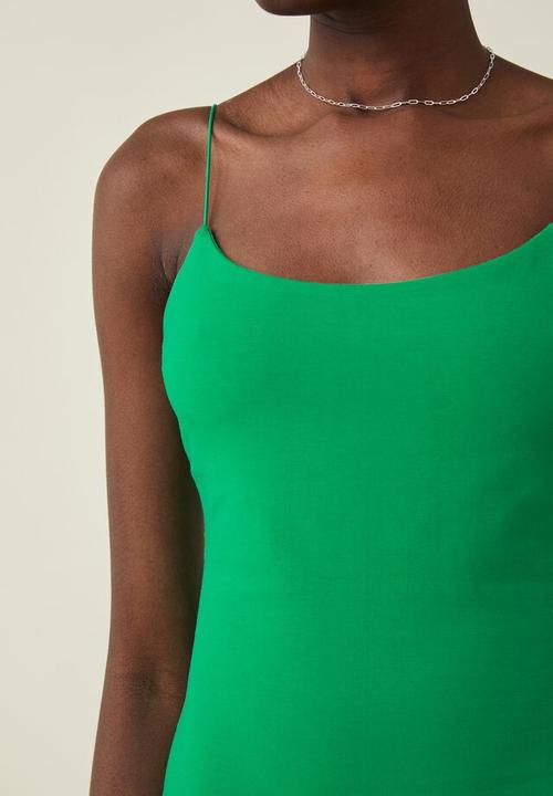 Cotton On - Bamboo viscose blend strappy mini dress - bright green