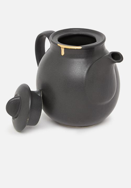 Urchin Art - Calanthea teapot - black & gold