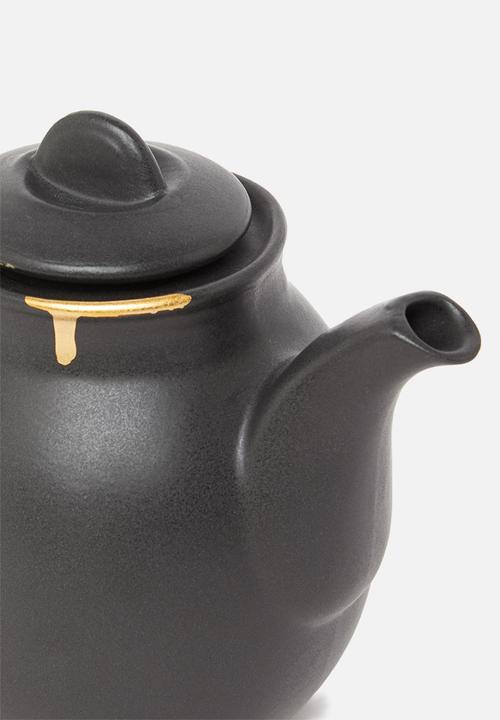 Urchin Art - Calanthea teapot - black & gold