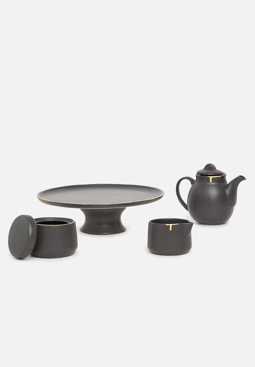 Urchin Art - Calanthea teapot - black & gold