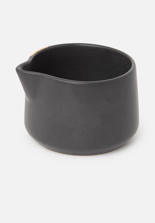 Urchin Art - Calanthea sugar pot and creamer set - black & gold