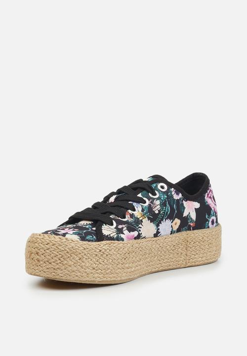 Miss Black - Quebec5 flatform espadrille sneaker - black combo
