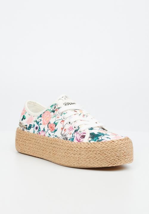 Miss Black - Quebec5 flatform espadrille sneaker - white combo