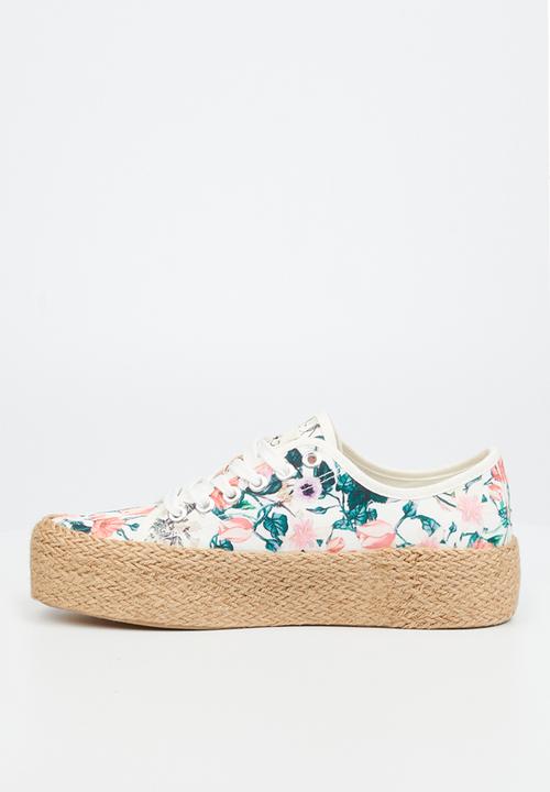 Miss Black - Quebec5 flatform espadrille sneaker - white combo