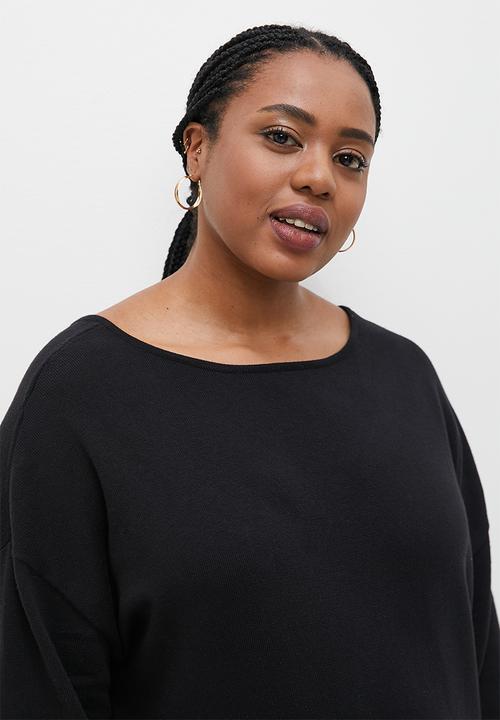 edit Plus - Basic longline v-back jumper - black
