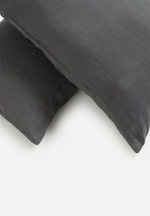 Linen House - Nimes linen pillowcase set - charcoal