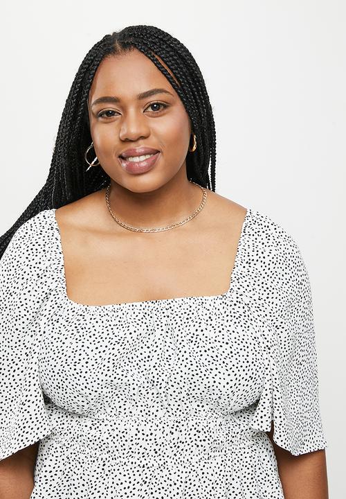 Me&B - Plus printed airflow top -  white & black