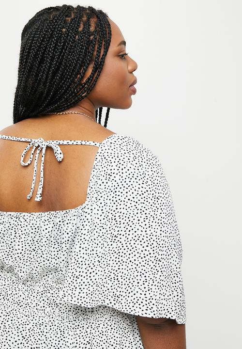 Me&B - Plus printed airflow top -  white & black