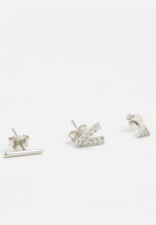 Superbalist - Sterling silver stud earring pack - silver