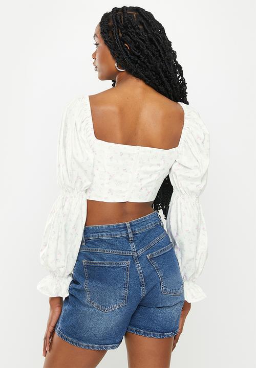 dailyfriday - Long sleeve puff top - white 