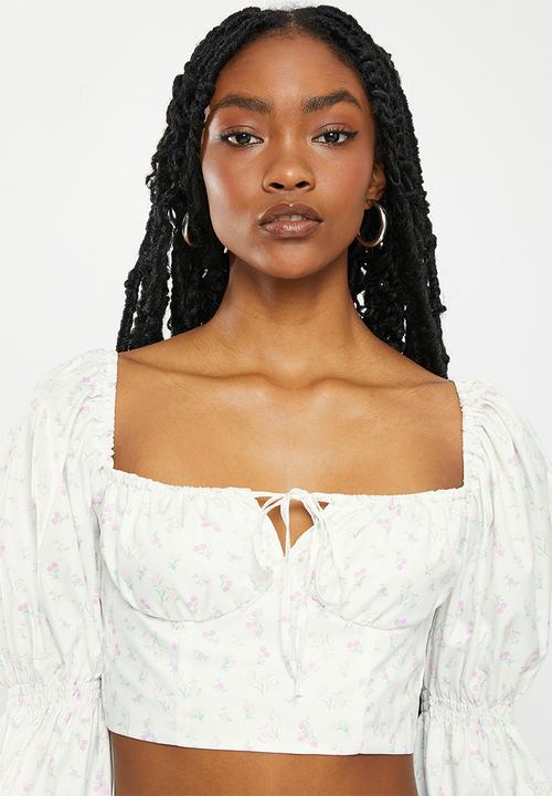 dailyfriday - Long sleeve puff top - white 