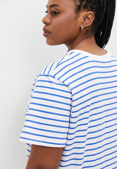 Superbalist - Basic crew aop tee - blue & white