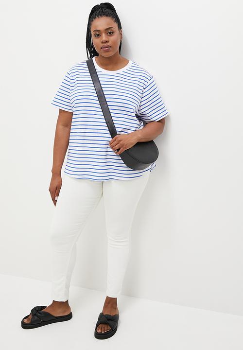 Superbalist - Basic crew aop tee - blue & white