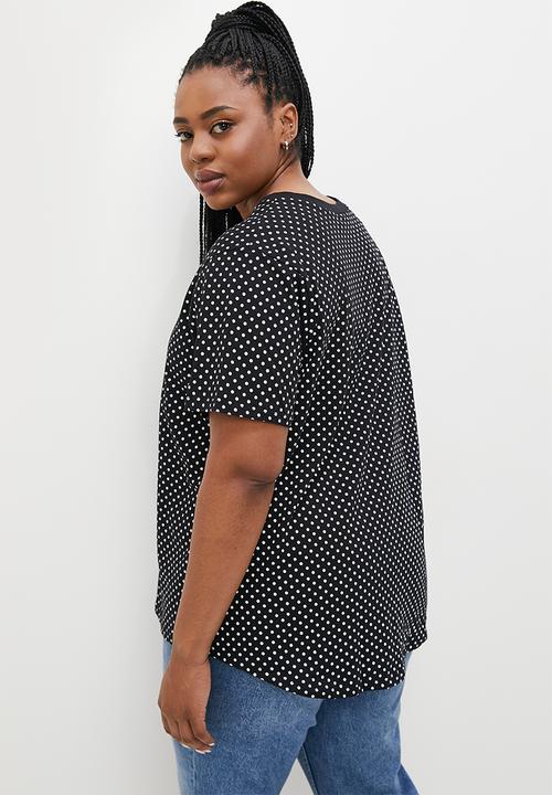 Superbalist - Basic crew aop tee - black & white