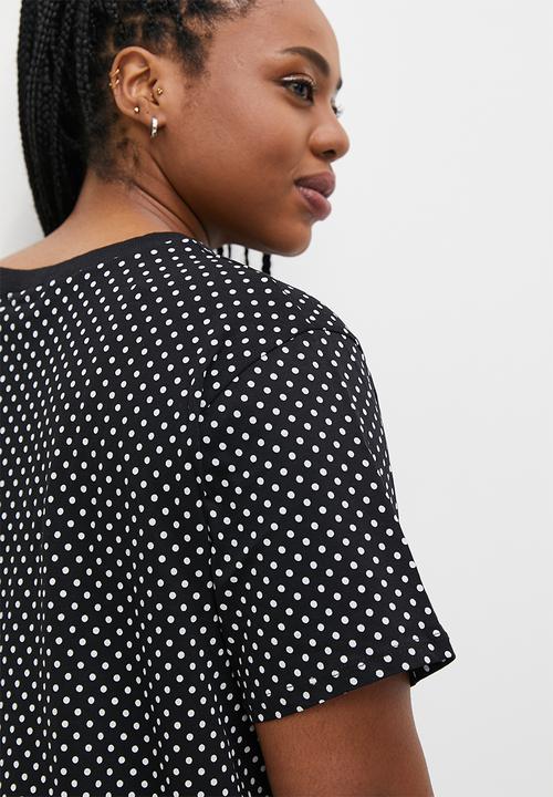 Superbalist - Basic crew aop tee - black & white