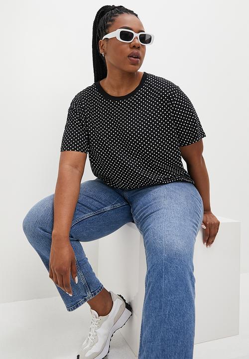 Superbalist - Basic crew aop tee - black & white