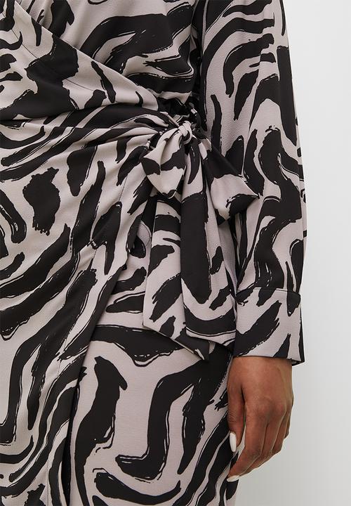 Superbalist - Wrap collar mini - grey & black 