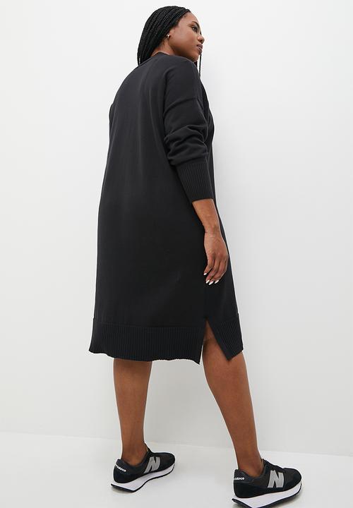 Superbalist - Funnel neck organic cotton tunic dress - black