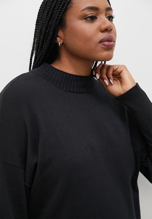 Superbalist - Funnel neck organic cotton tunic dress - black