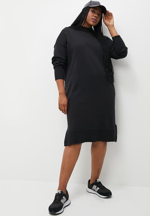 Superbalist - Funnel neck organic cotton tunic dress - black