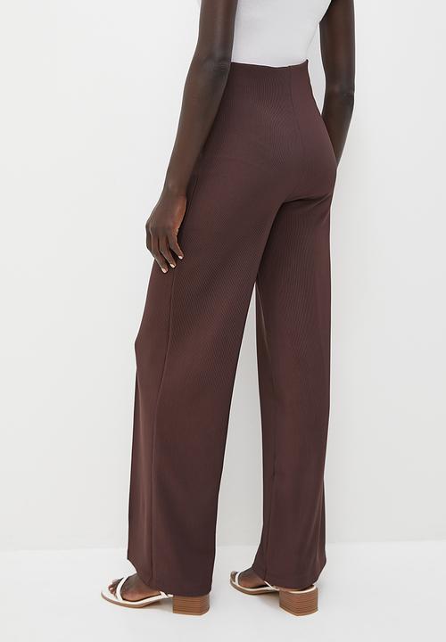 edit - Textured bootleg pants - chocolate