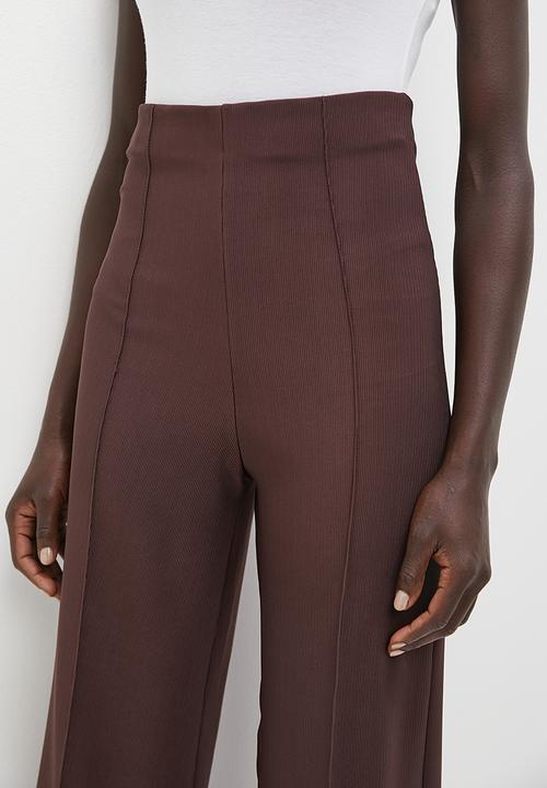 edit - Textured bootleg pants - chocolate