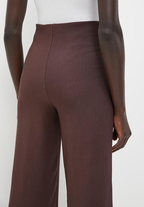 edit - Textured bootleg pants - chocolate