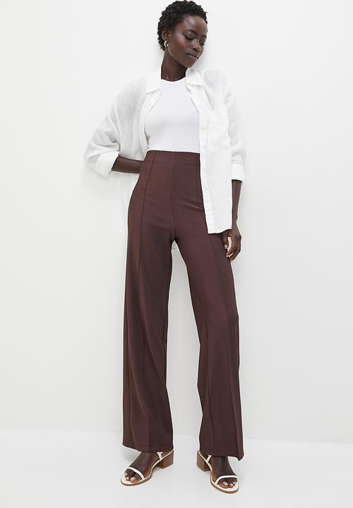 edit - Textured bootleg pants - chocolate