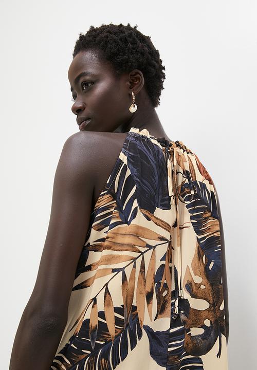 edit - Highneck wide leg jumpsuit - muted foliage