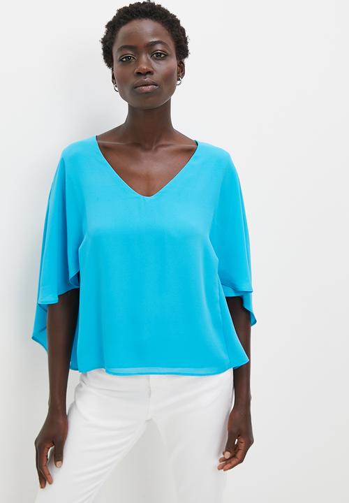 V-neck circle shell - mineral blue edit Blouses | Superbalist.com