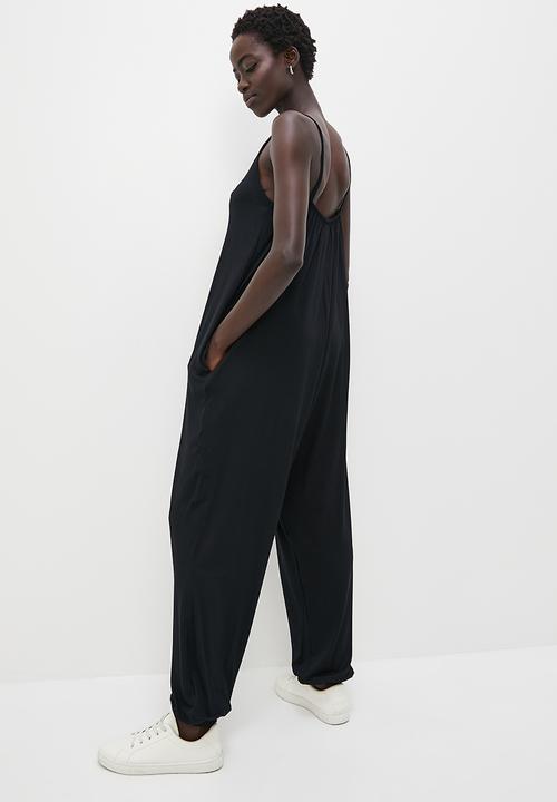 edit - Knit opp harem jumpsuit - black