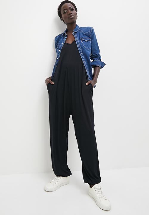 edit - Knit opp harem jumpsuit - black