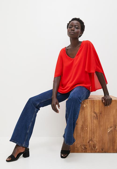 edit - V-neck circle shell - red