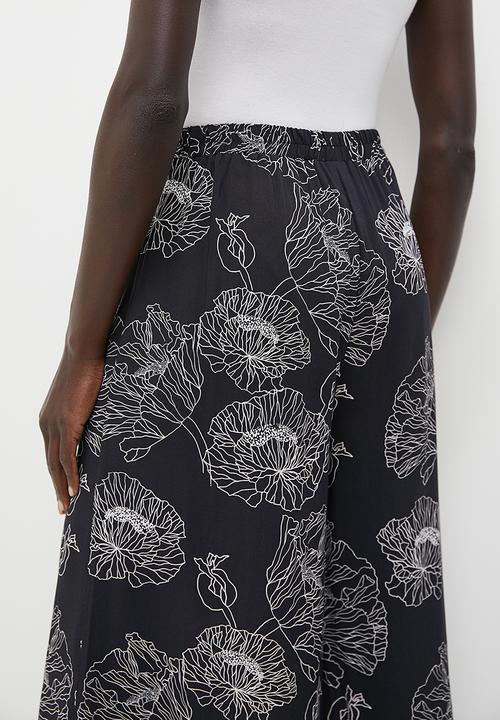 edit - Woven printed wide leg - black & white
