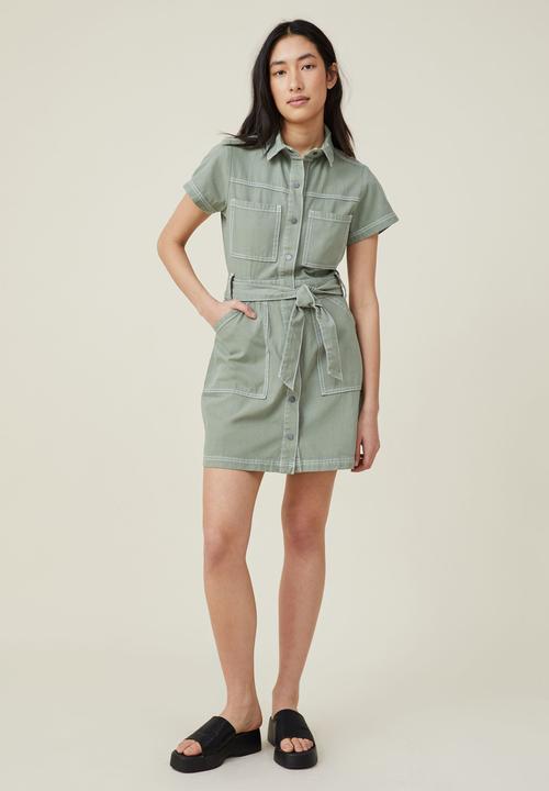 Cotton On - Utility mini dress - soft green