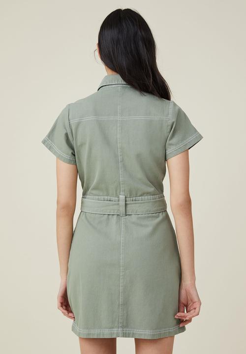 Cotton On - Utility mini dress - soft green