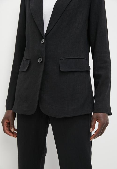 edit - Loose fit linen blend blazer - black